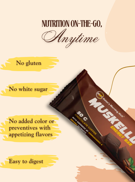 Muskello Energy Bar, Multigrain Protein Bar (with Ashwagandha and Gokhru extracts) – Chocolate Coffee Flavour