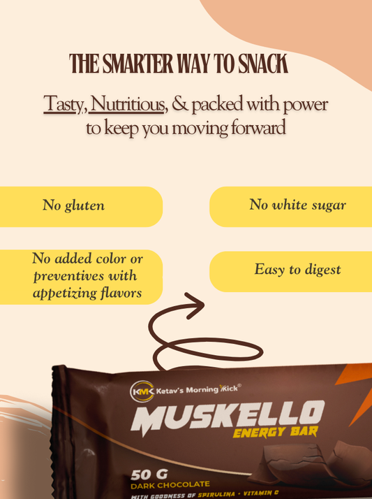 Muskello Energy Bar (Spirulina, Vitamin C, Dark Chocolate)