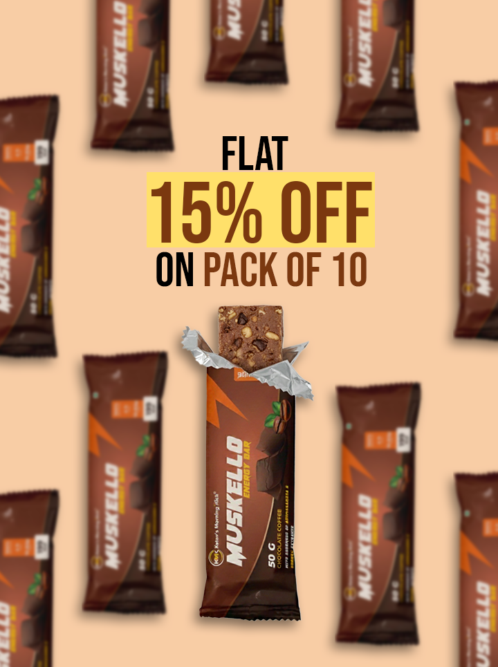 Muskello Energy Bar, Multigrain Protein Bar (with Ashwagandha and Gokhru extracts) – Chocolate Coffee Flavour