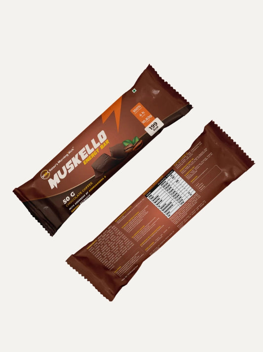 Muskello Energy Bar Multigrain Protein Bar with Ashwagandha and Gokhru extracts - Chocolate coffee flavour