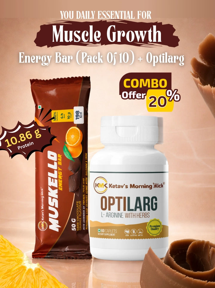 Daily Essential For Muscle Growth - Optilarge + Dark Chocolate Orange Flavour Protien Bar (pack of 10)