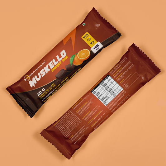 Muskello Energy Bar Papaya leaf extract, Tulsi leaf extract and Punarnava extract and vitamins  Dark Chocolate orange flavour