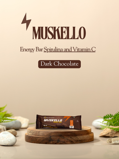 Muskello Energy Bar (Spirulina, Vitamin C, Dark Chocolate)
