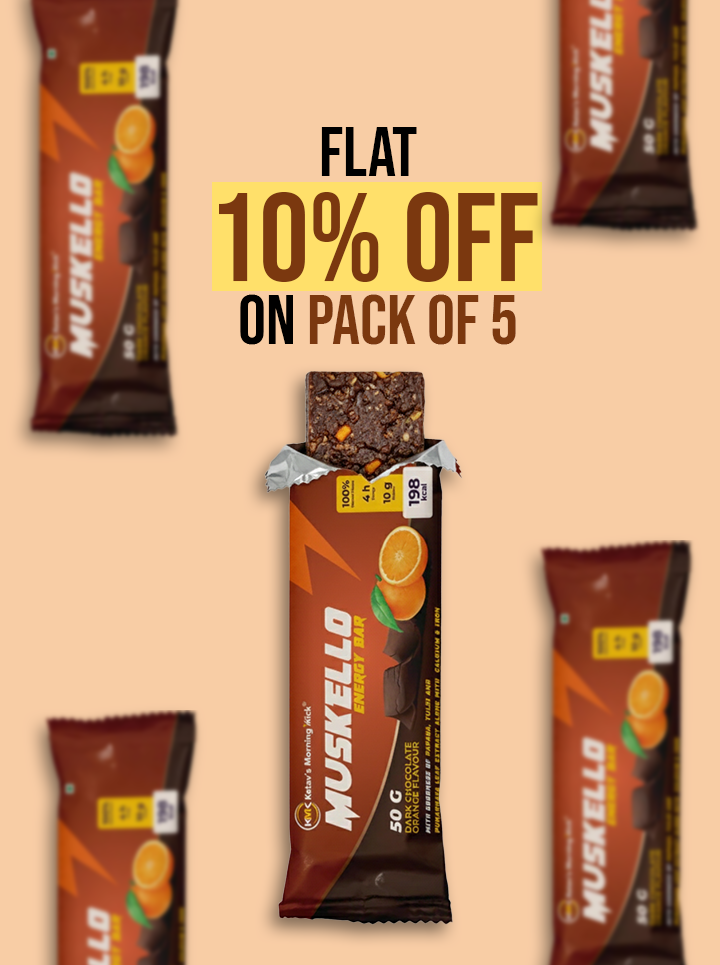 Muskello Energy Bar (Papaya leaf extract, Tulsi leaf extract, Punarnava extract, and vitamins) – Dark Chocolate Orange flavour