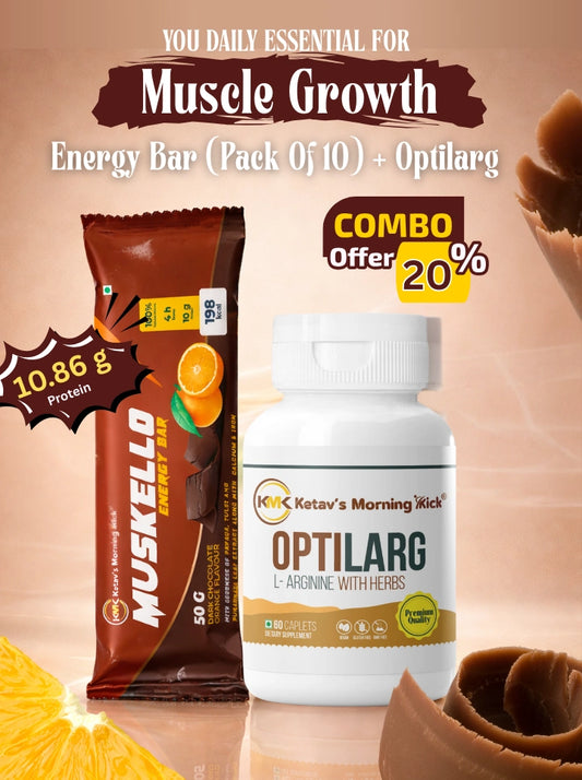 Daily Essential For Muscle Growth - Optilarge + Dark Chocolate Orange Flavour Protien Bar (pack of 10)